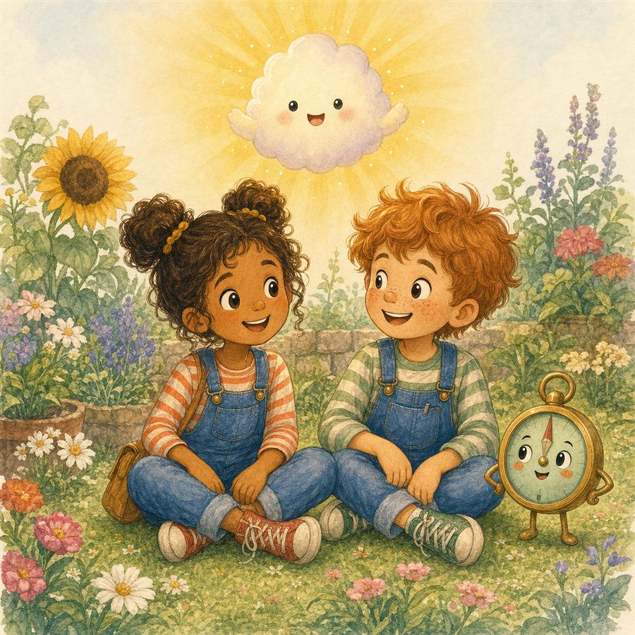Mira und Noah teilen ein schönes Erlebnis, Wolki strahlt